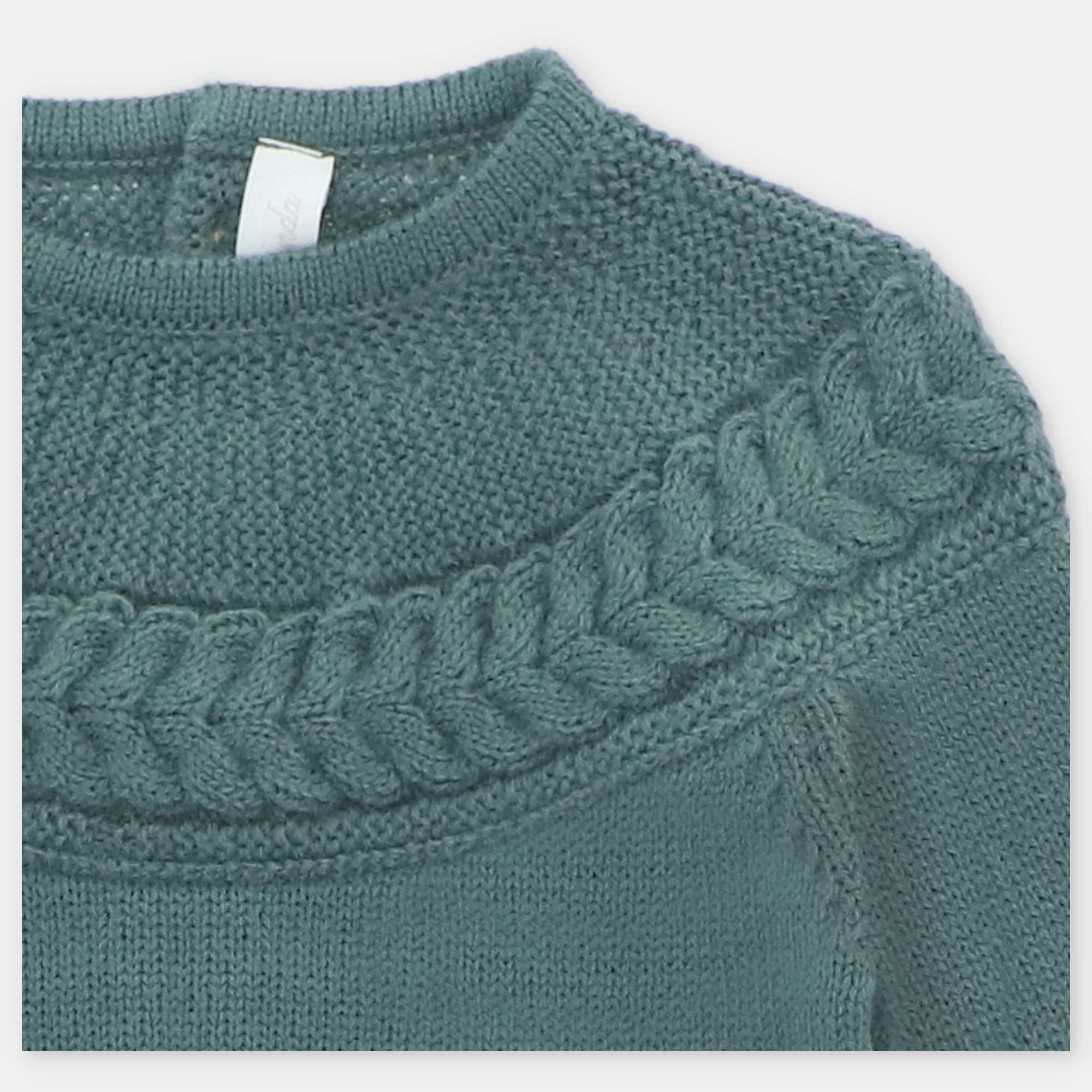 Forest Green Knitted Cable Yoke Footie