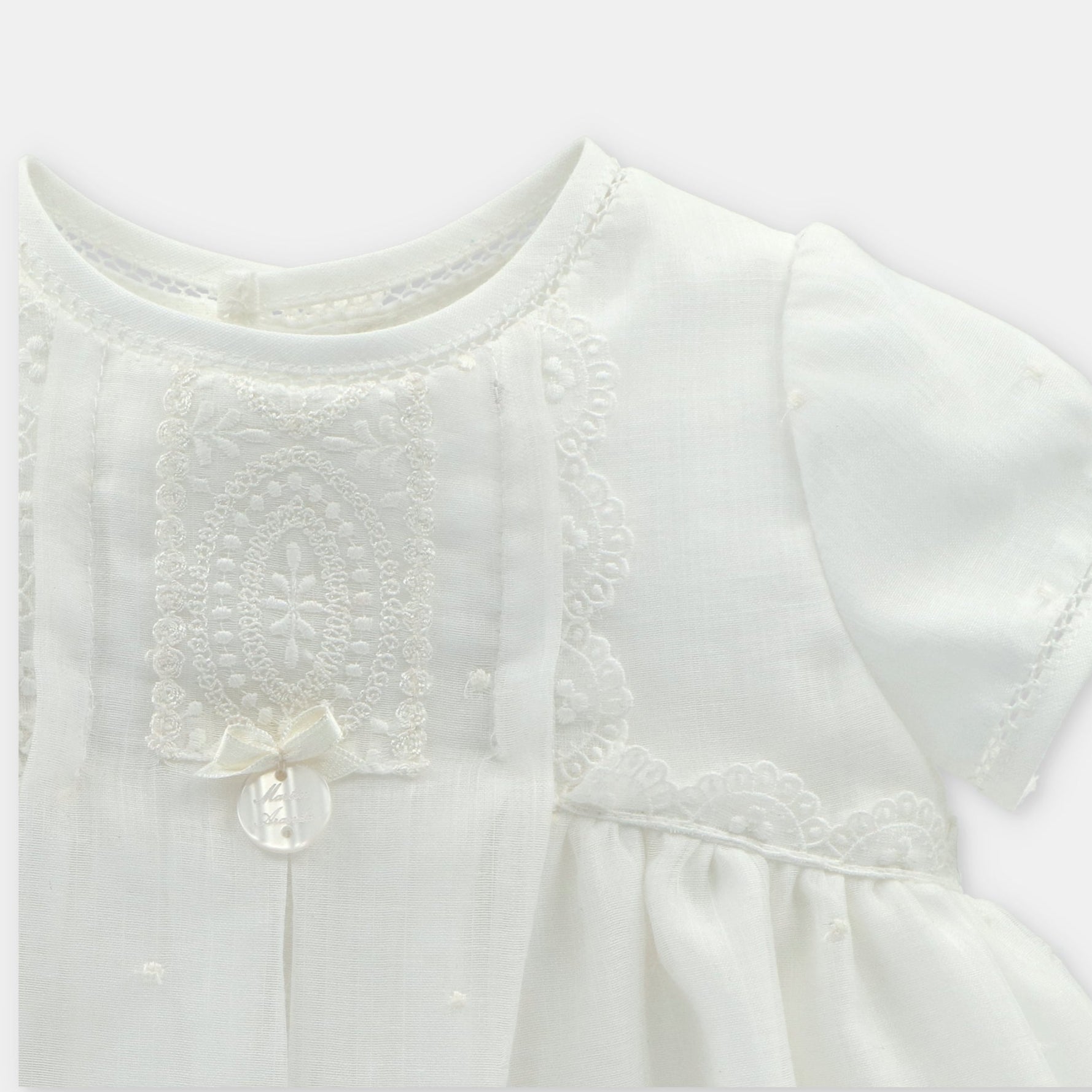 Girl's Off White Swiss Dot Gown