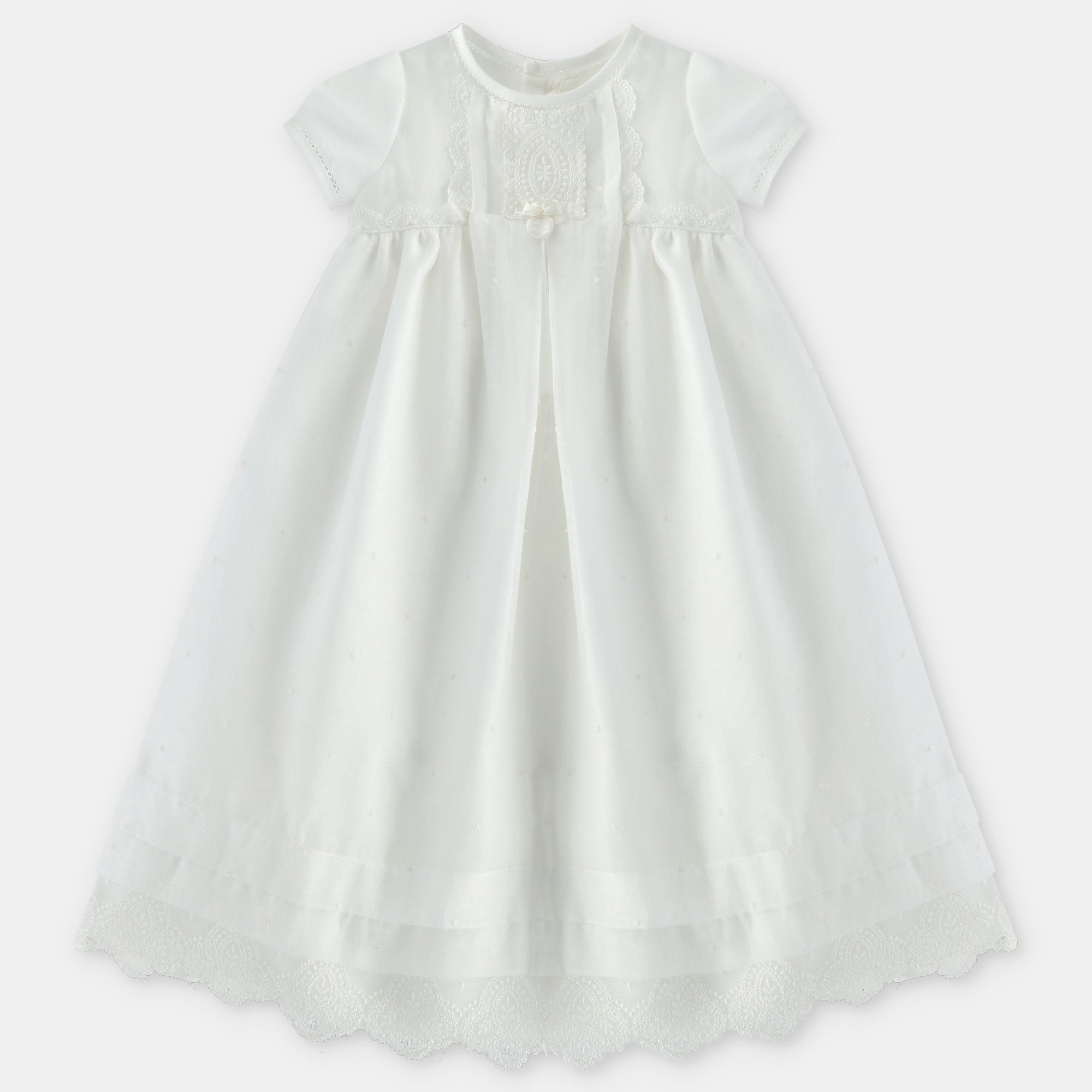 Girl's Off White Swiss Dot Gown