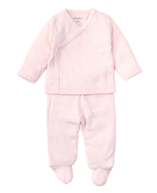 Pink Pointelle Footie Wrap-Set