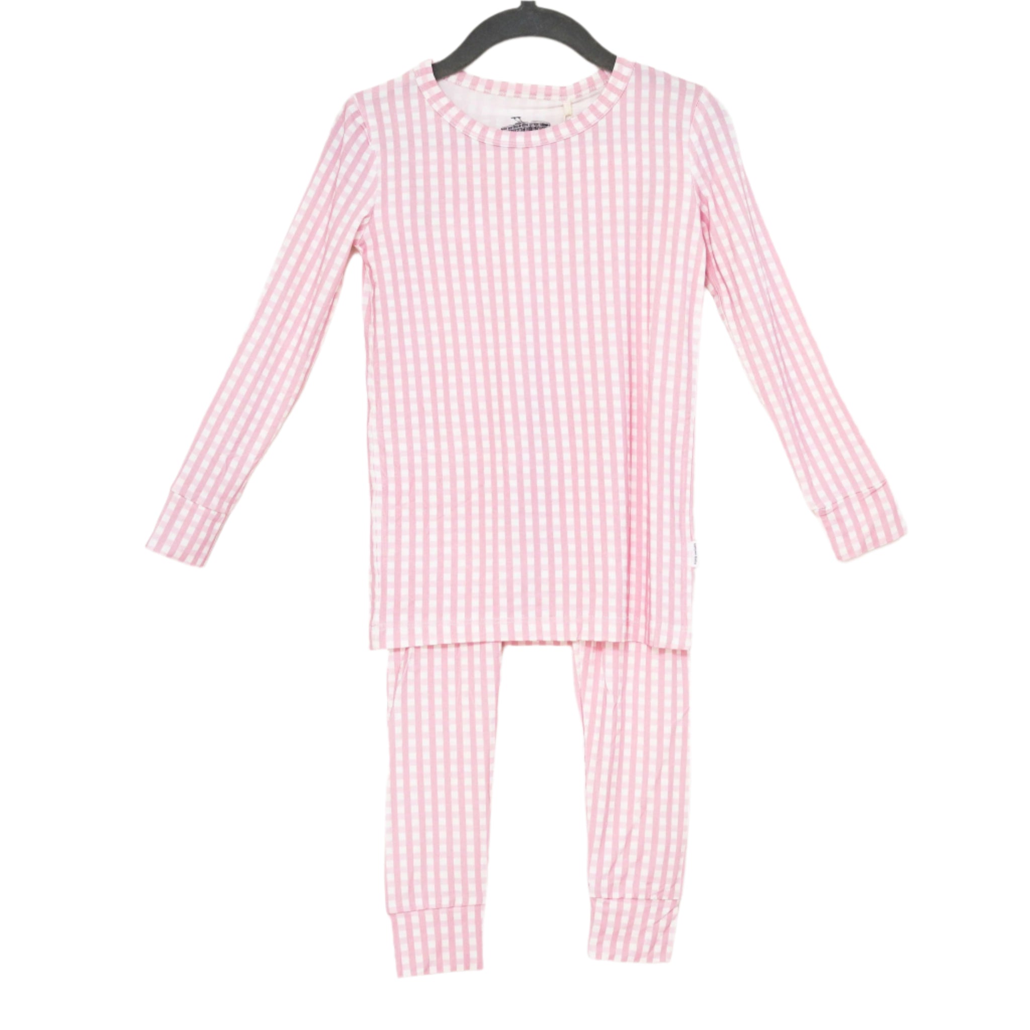 Girl's Pink Gingham Bamboo Longjohn