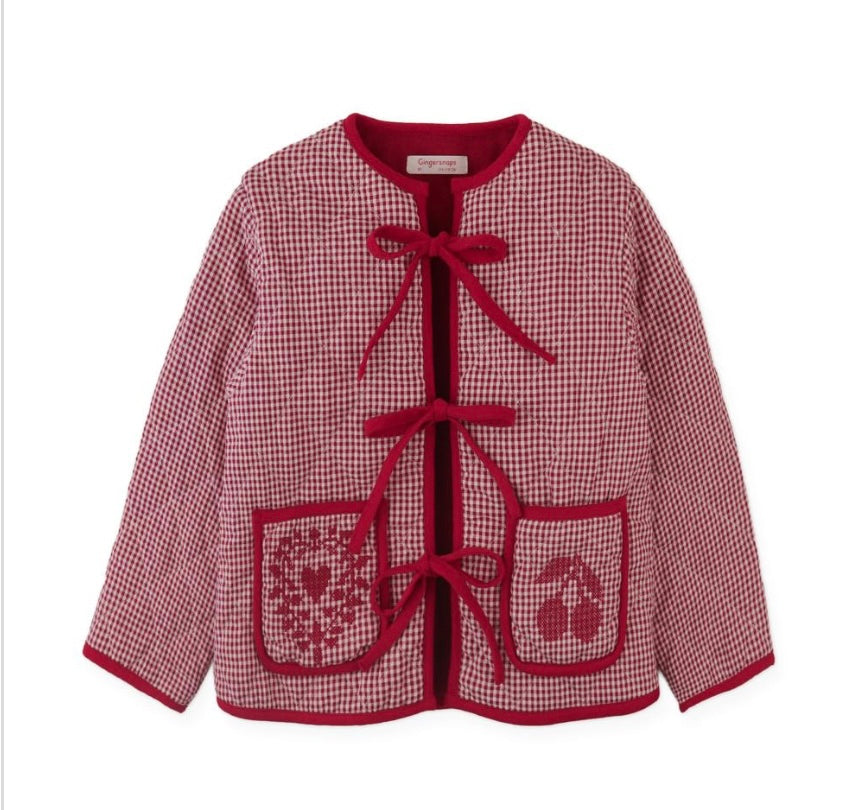 Red Gingham Quilted Infant Jacket