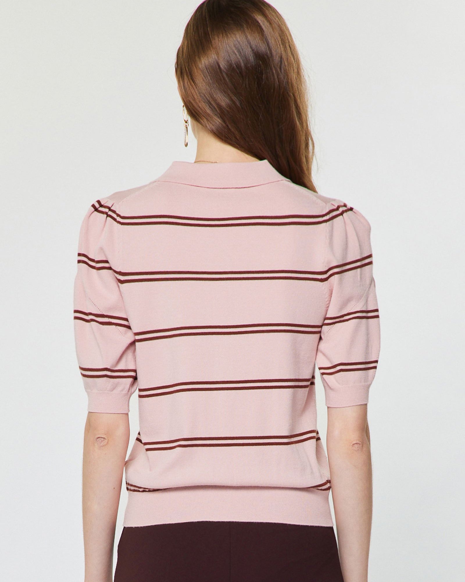 Rose Striped Polo Sweater