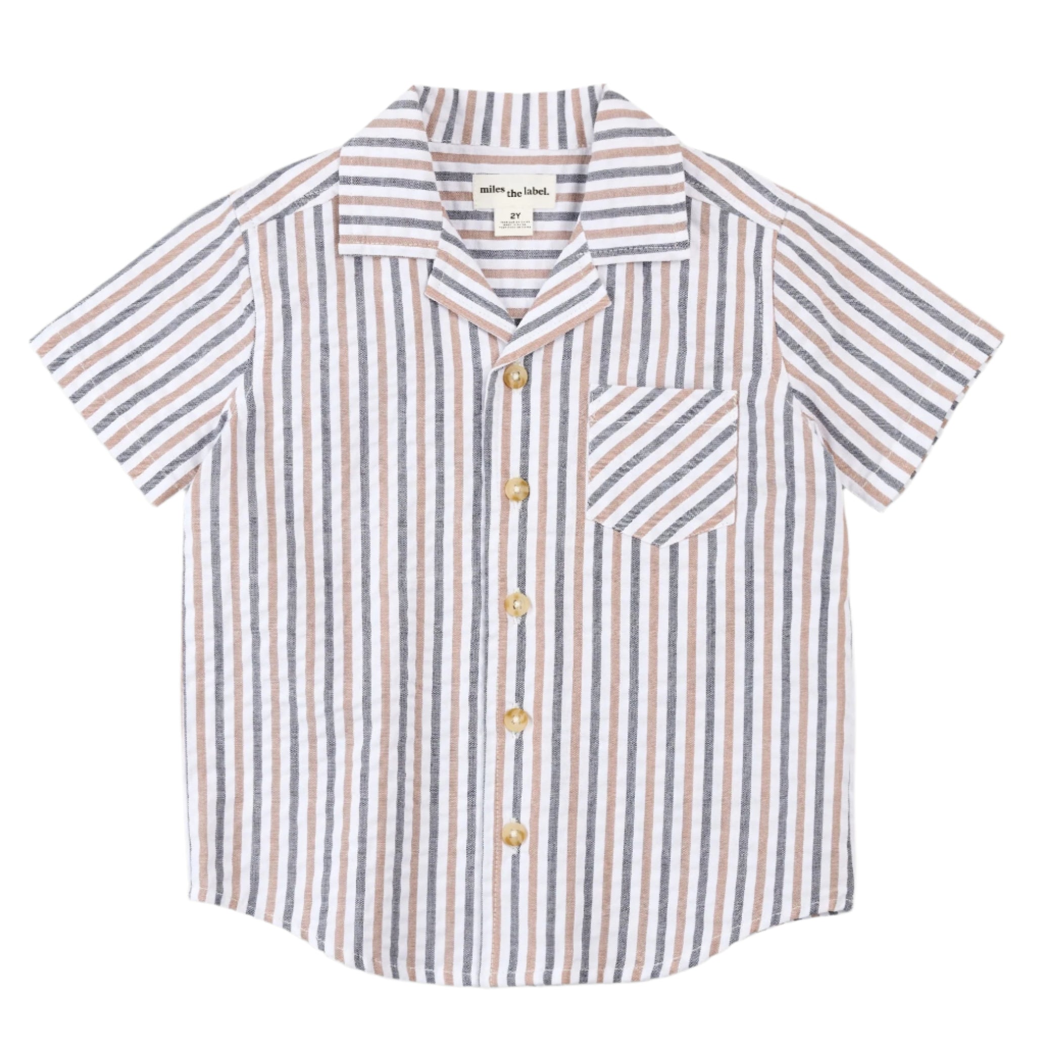 Camel Navy Seersucker Shirt