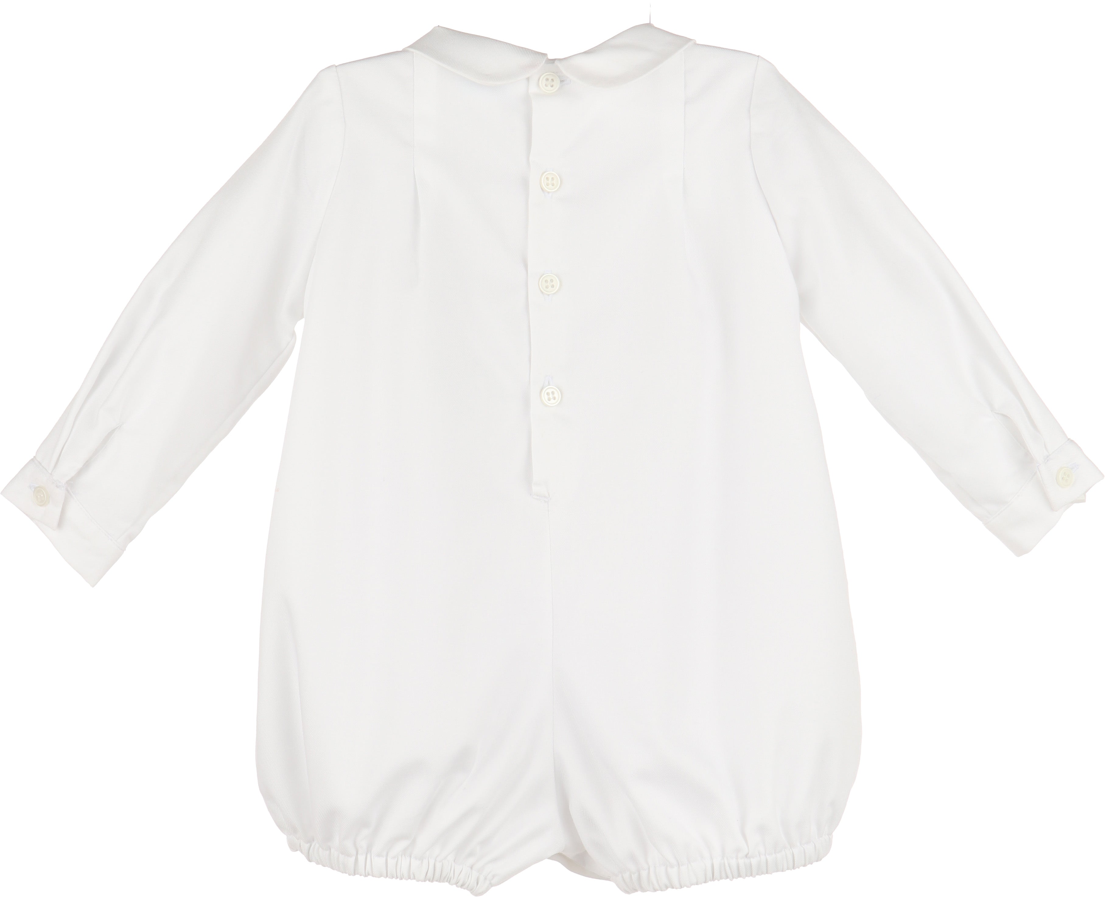 Off White Romper with Beige Smocking