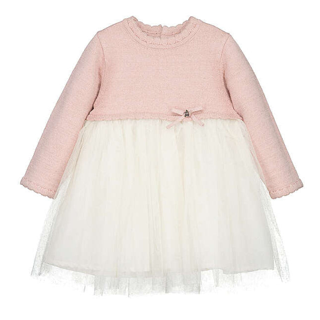 PInk Knit and Tulle Infant Dress