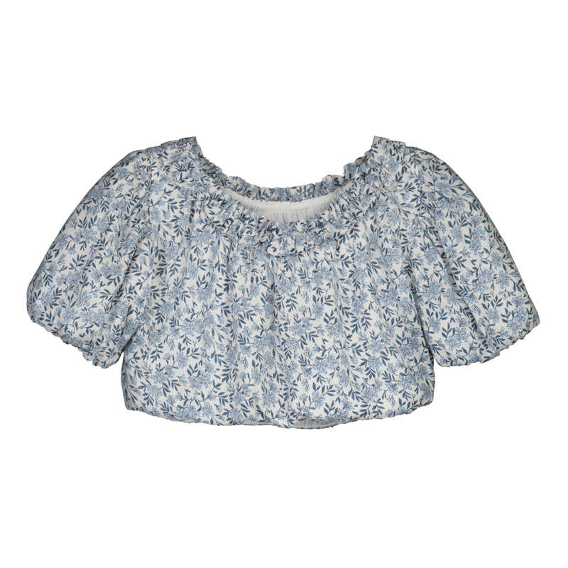 Blue Floral Print Peasant Top and Skirt