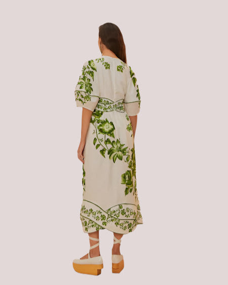 Farm Rio Green Cascade Floral Dress