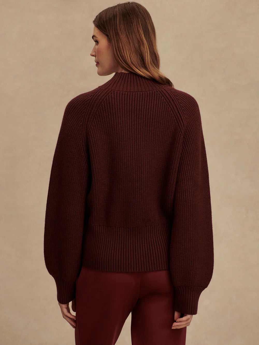 Varley Martina Chocolate Rib Mock Sweater