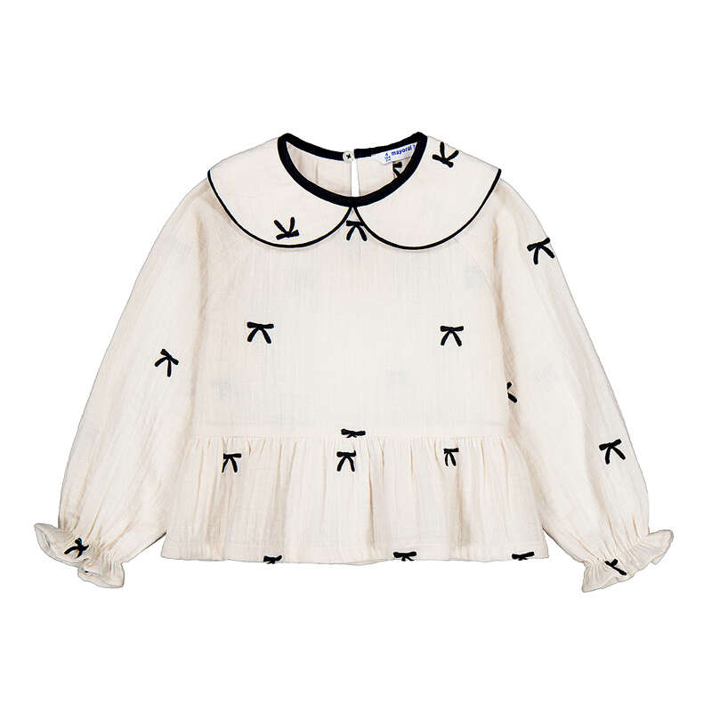 Embroidered Black Bows Blouse