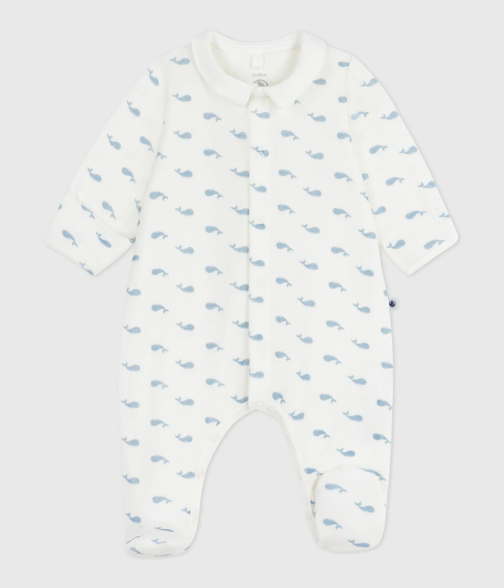 Velour Whale Footie with Collar
