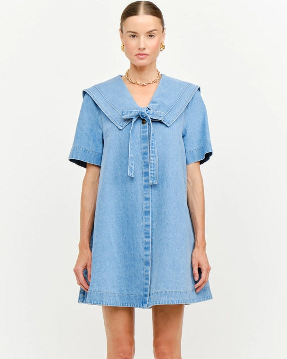 Denim Sailor Collar Mini Dress