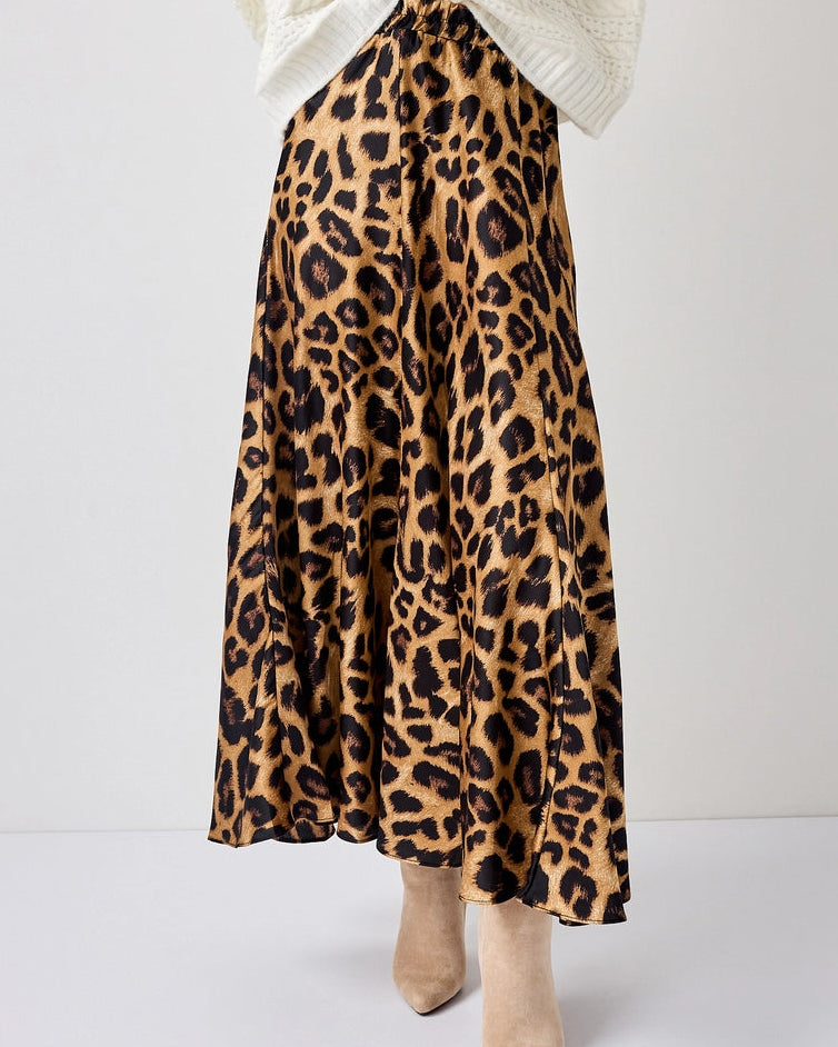Satin Leopard Mermaid Skirt