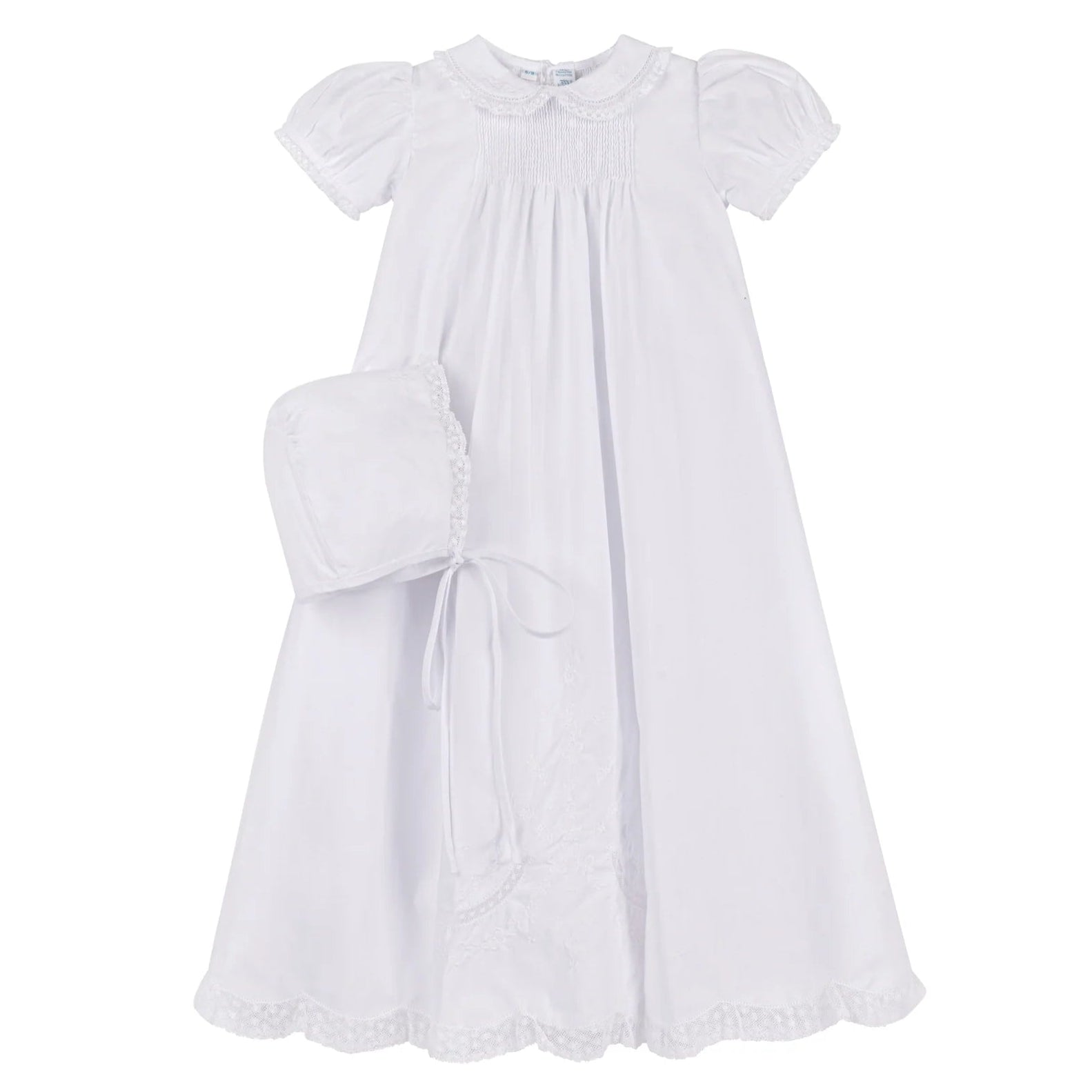 White Tucked Gown Collar Lace