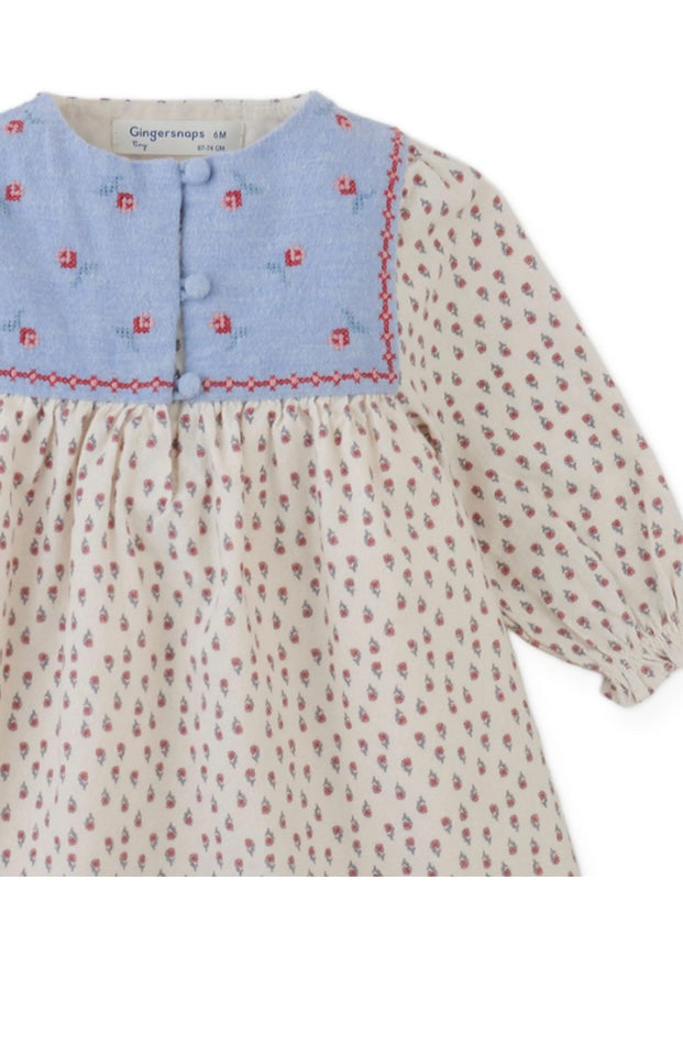 Ditsy Infant Dress with Chambray Yoke