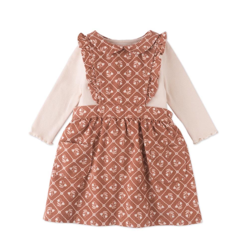 Girl's Rust Corduroy Pinafor Set