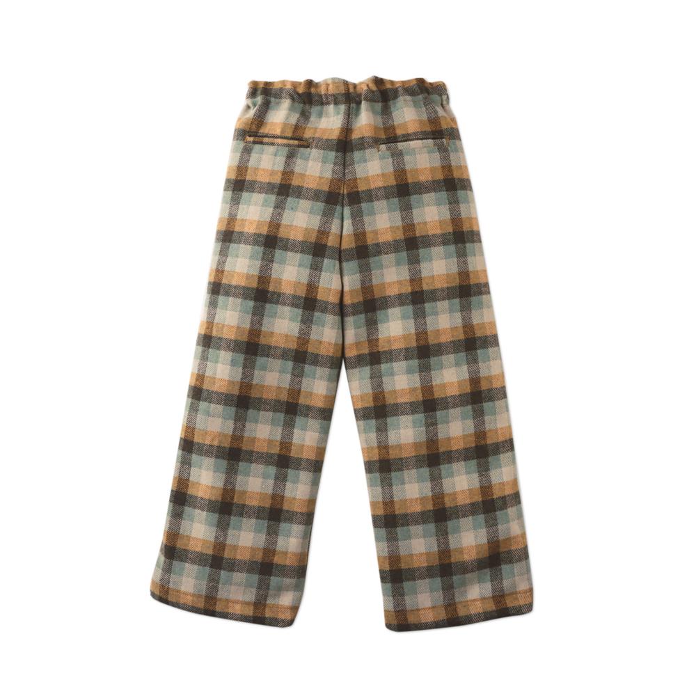 Girl's Brown Green Plaid Pant