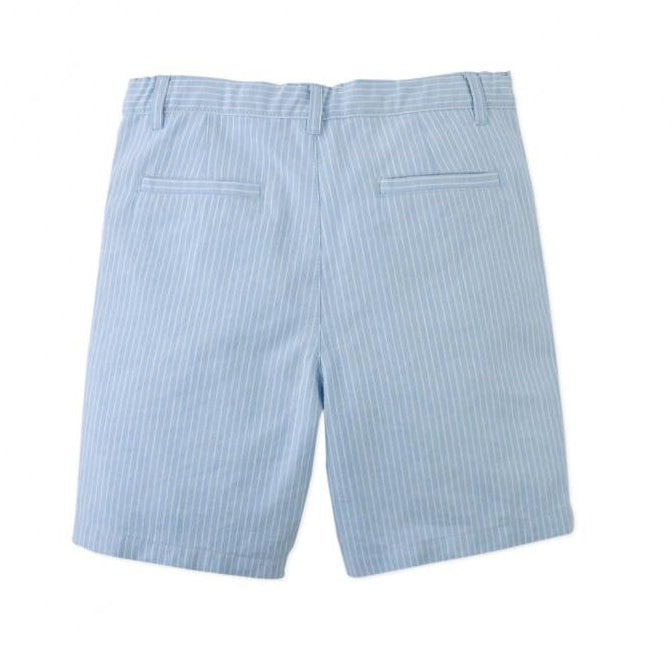 Boy's Blue Linen Stripe Bremuda