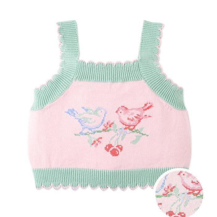 Pink Knit Bird Infant Tank