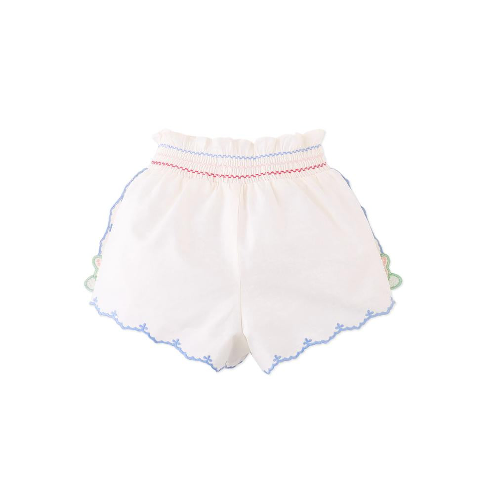 White Embroidered Butterfly Short