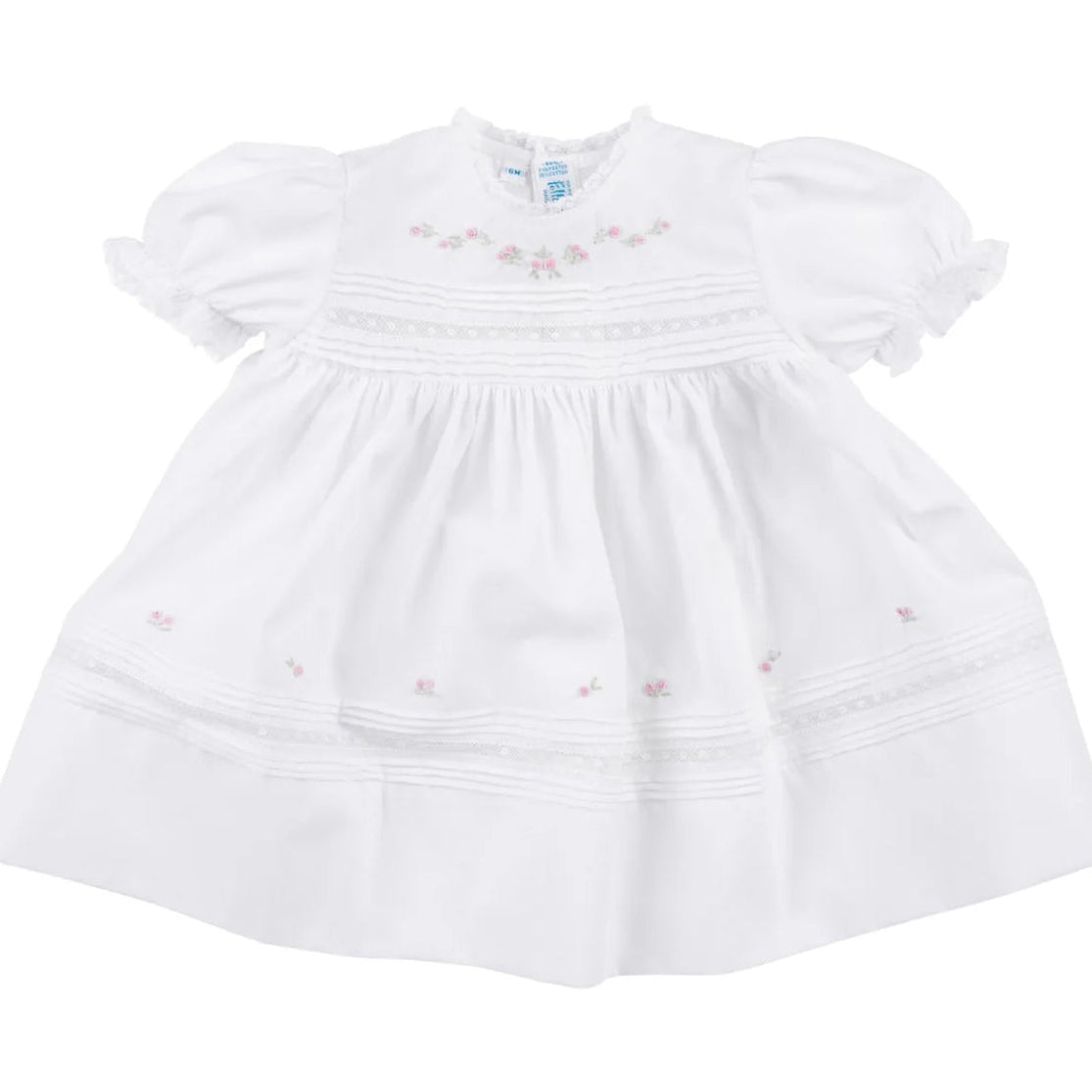 Girl's White Dress Pink Bullion Flowers and Lace