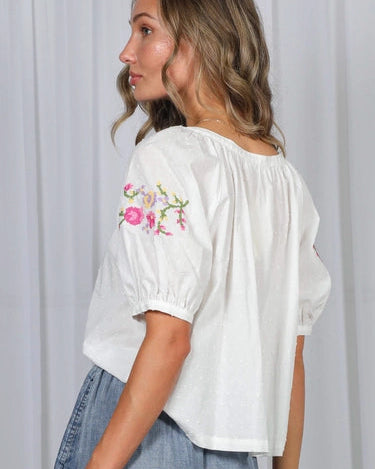 White Swiss Dot Crosstitch Blouse