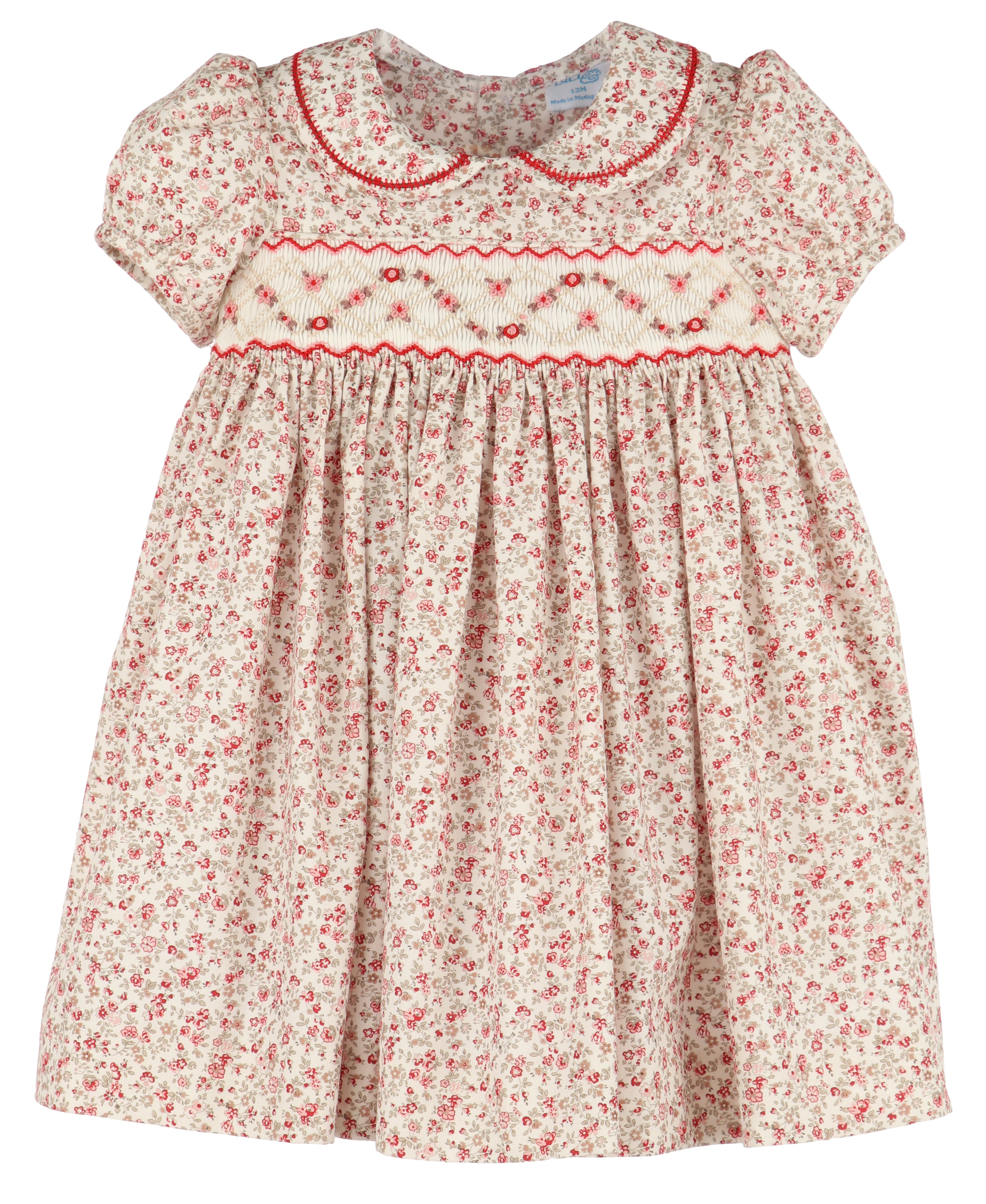 Mulberry Red Ditsy Smocked Dress
