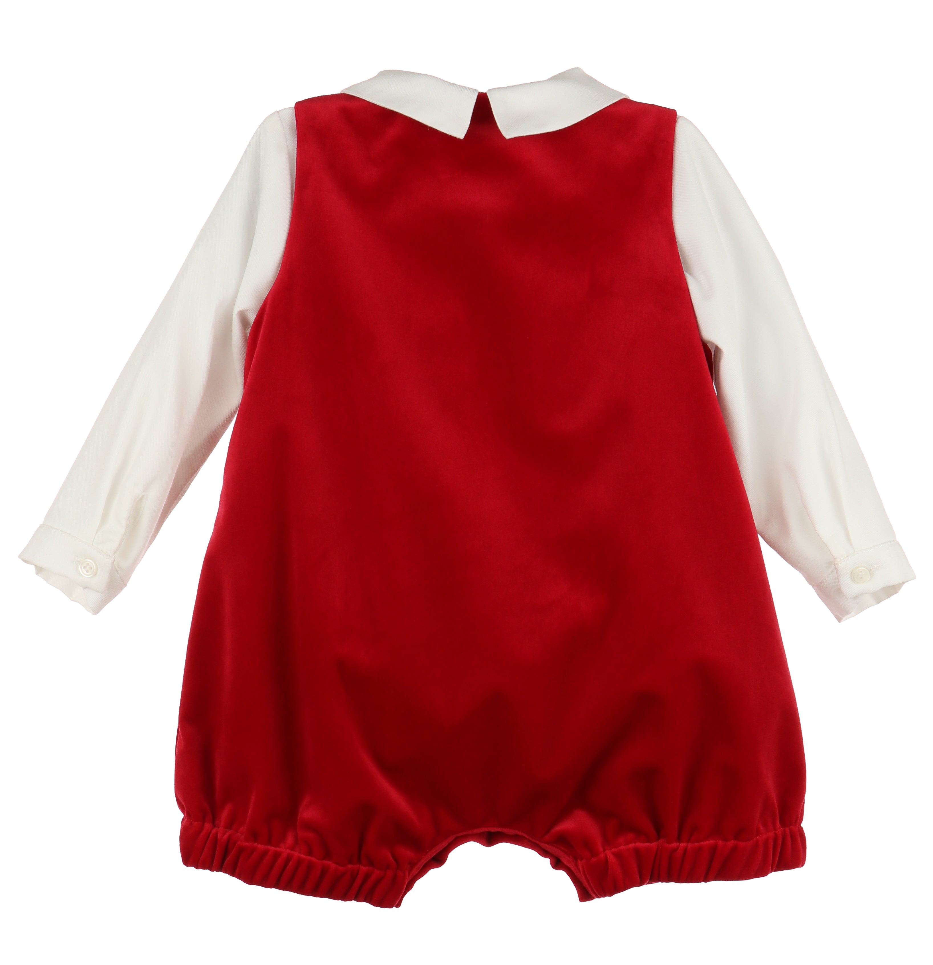 Boy's Red Velvet Double Button Romper