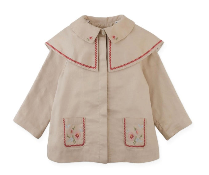 Sybil Beige Embroidered Infant Jacket