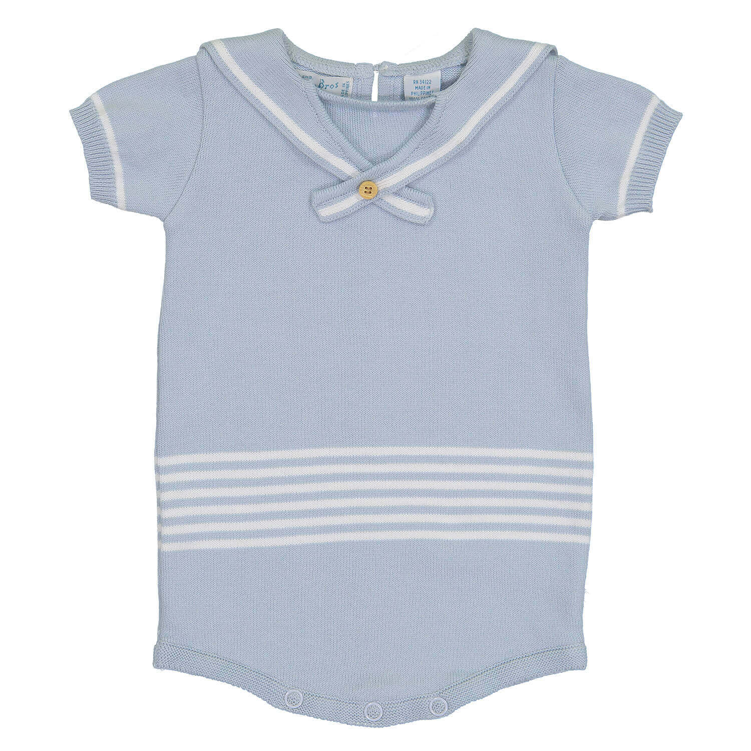 Light Blue Knot Sailor Romper