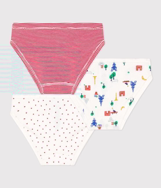 Girl's Petit Bateau 3pack panties red heart/stripe
