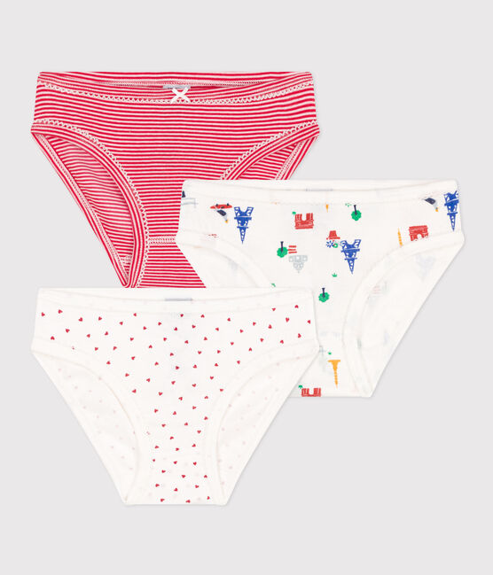 Girl's Petit Bateau 3pack panties red heart/stripe