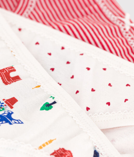 Girl's Petit Bateau 3pack panties red heart/stripe