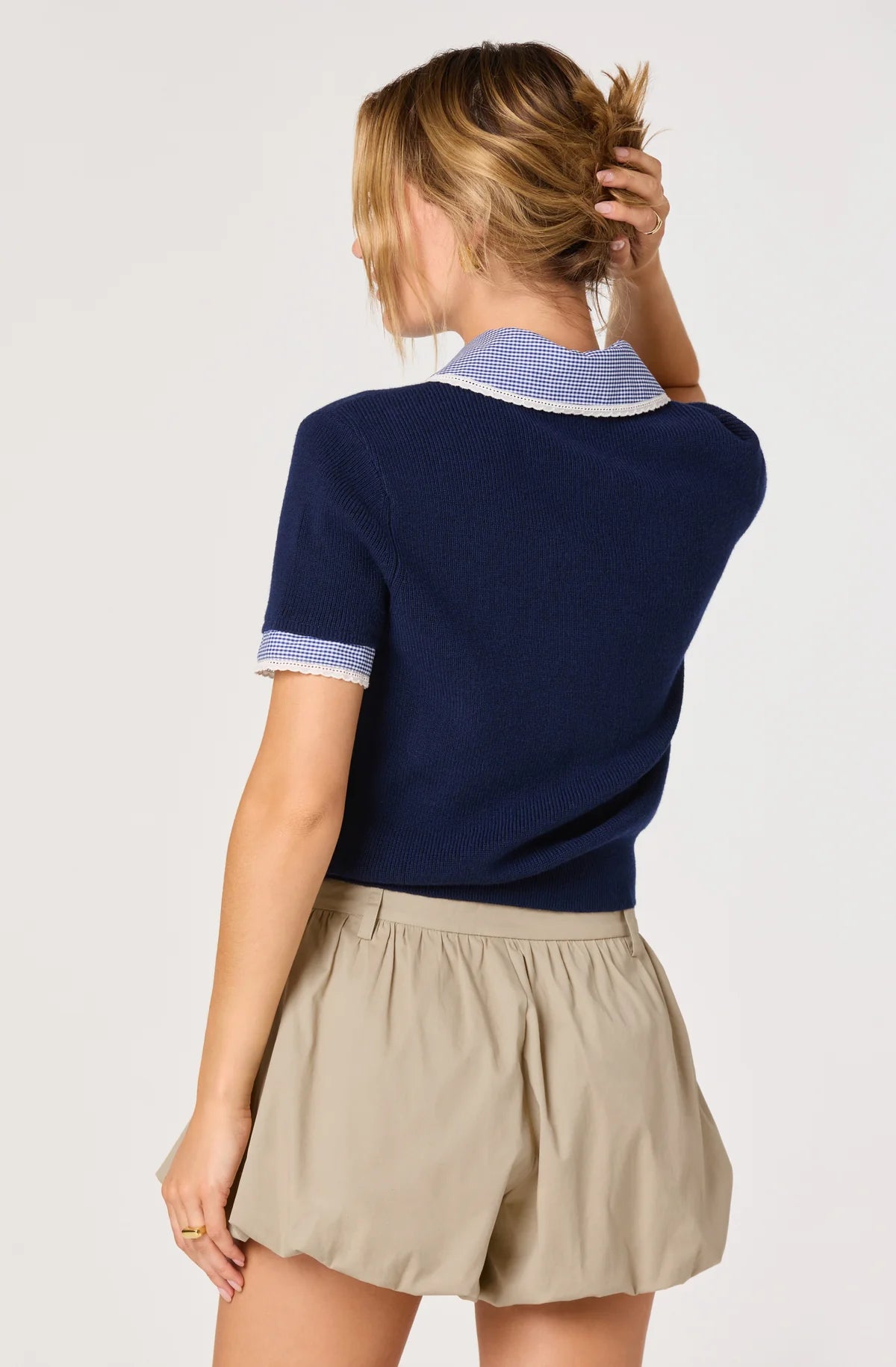 Marlee Navy & Gingham Cardigan