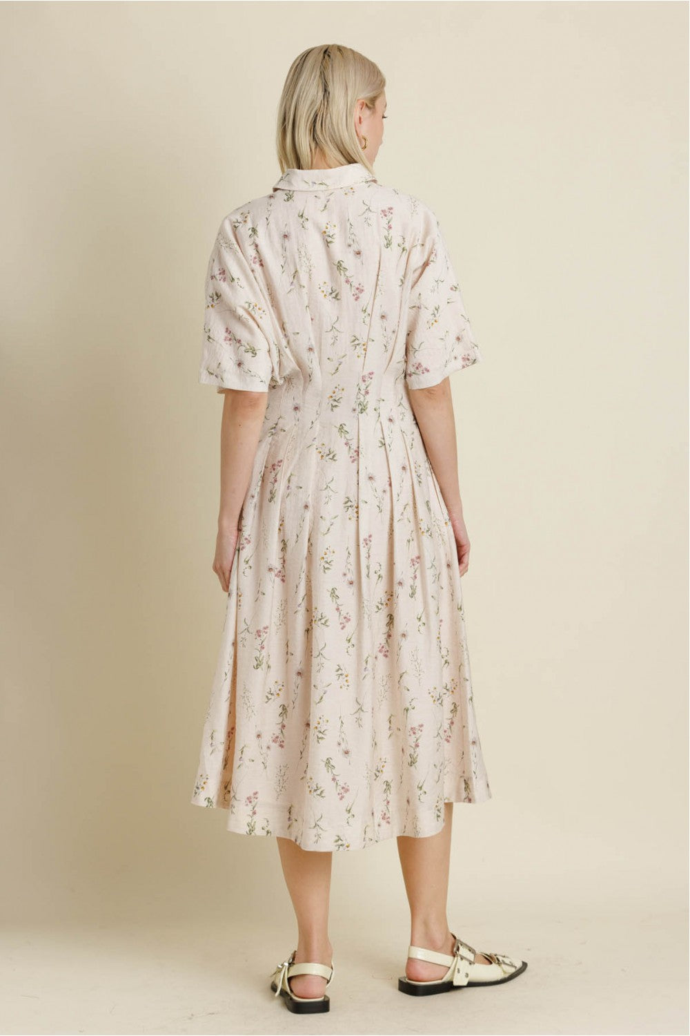 Blush Botanical Tucked Wasit Dress