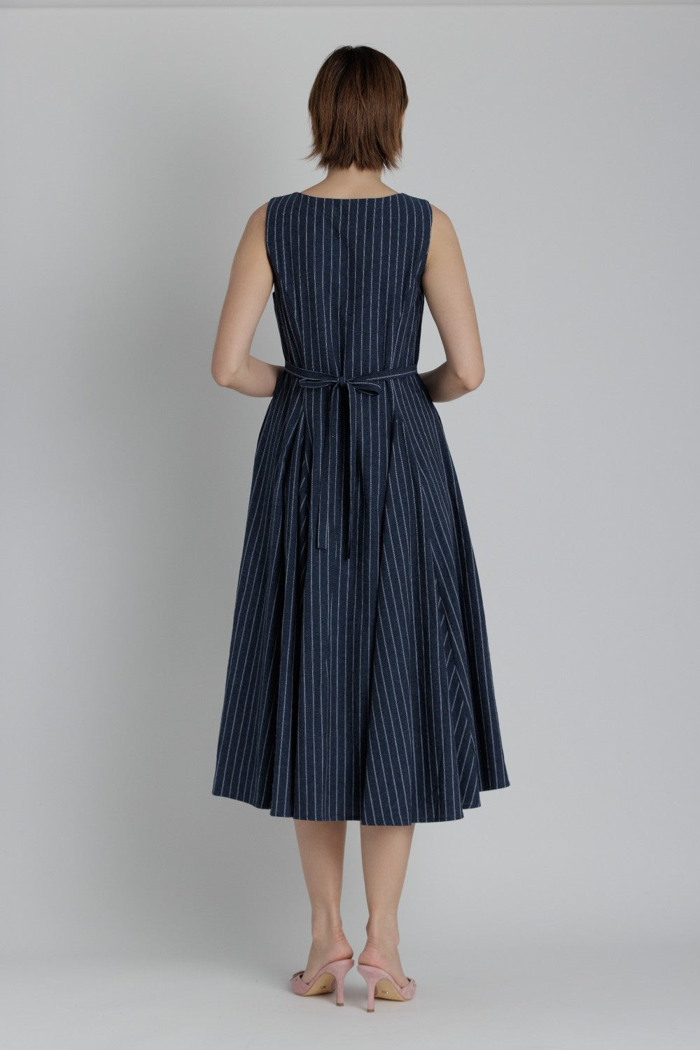Navy Pinstripe Button Front Jumper