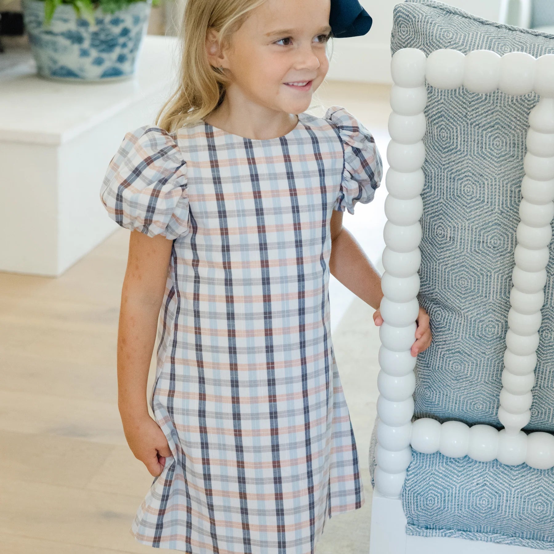 Girl's Charleston Beige Plaid Aline Dress