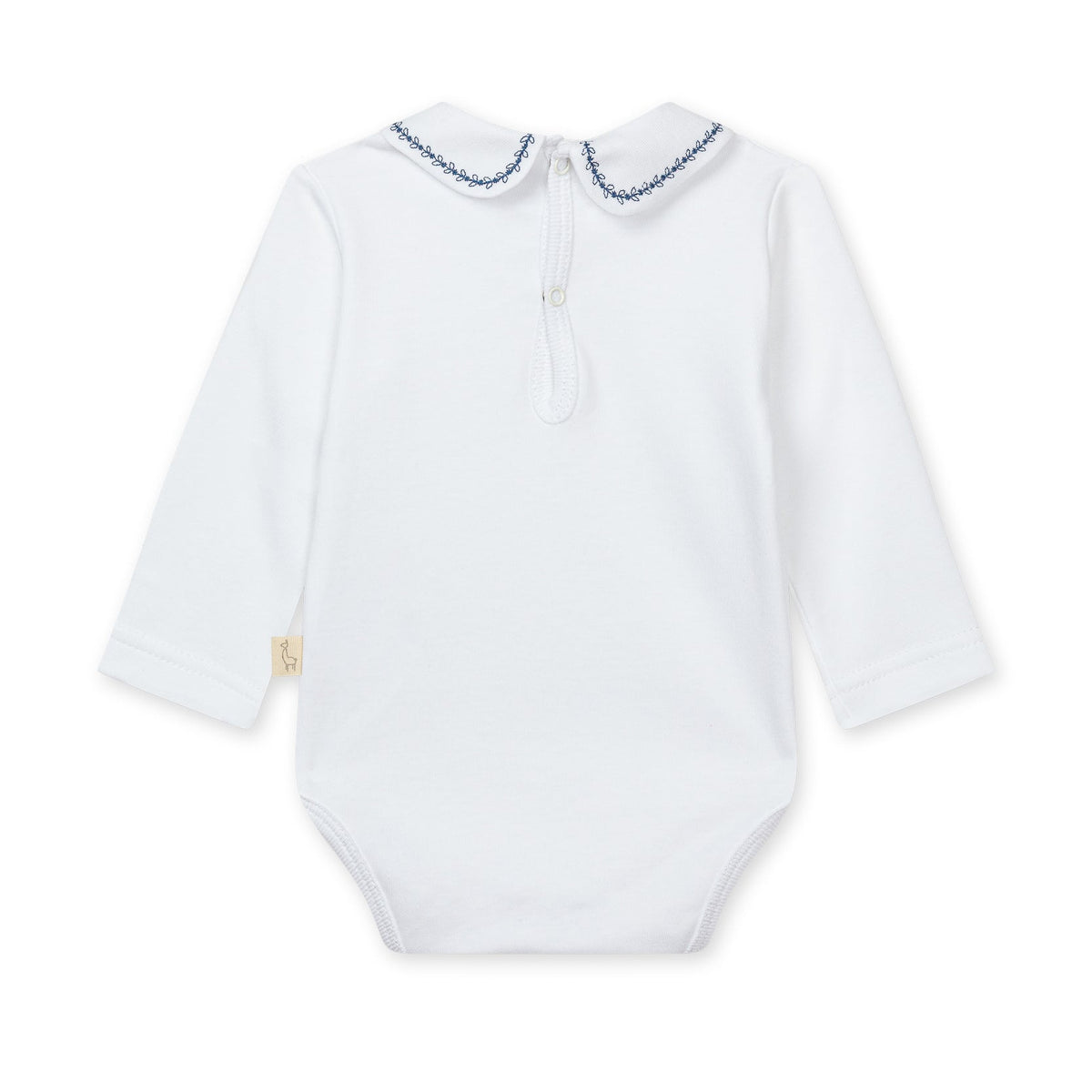 White & Navy Onesie with Peter Pan Collar