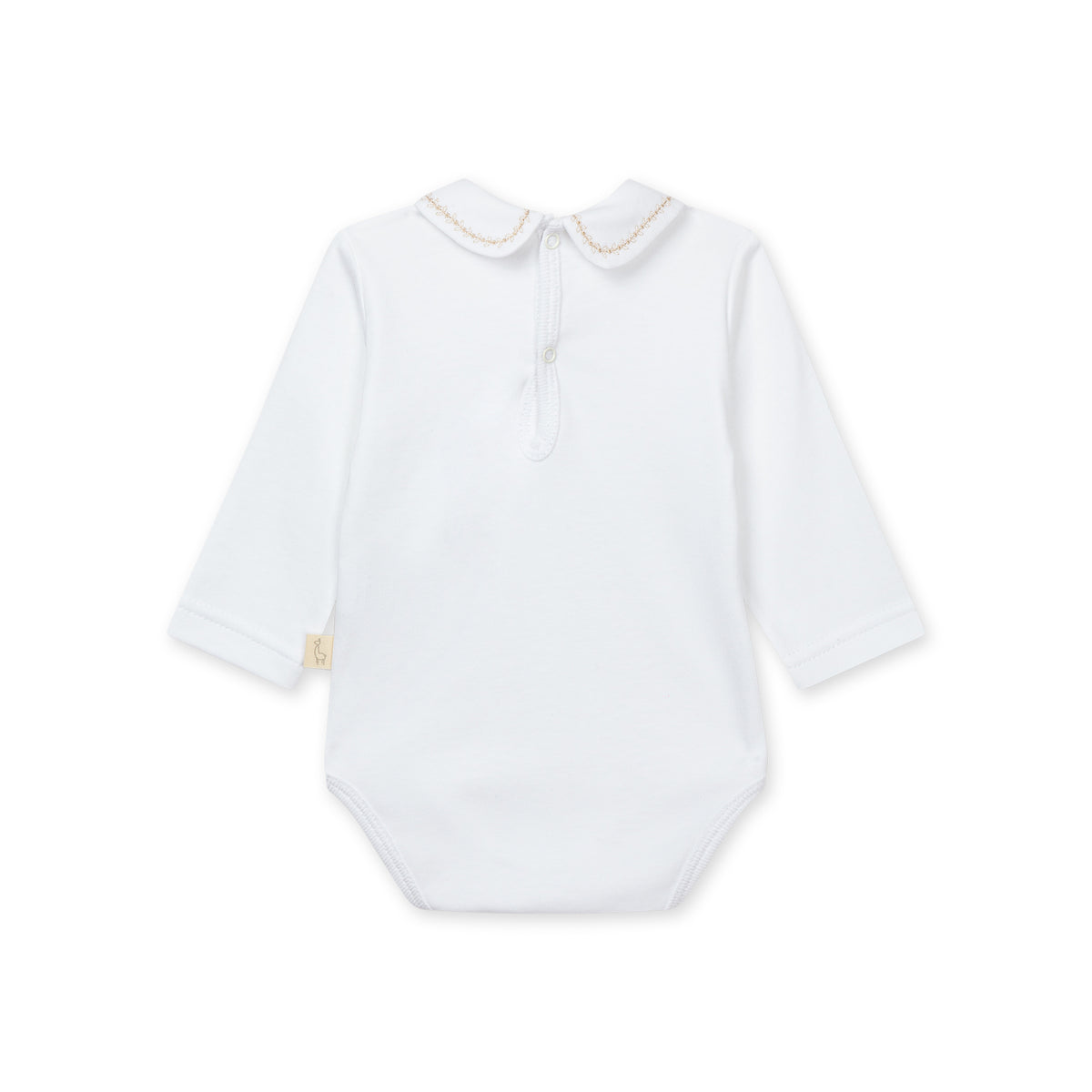 White & Taupe Onesie with Peter Pan Collar