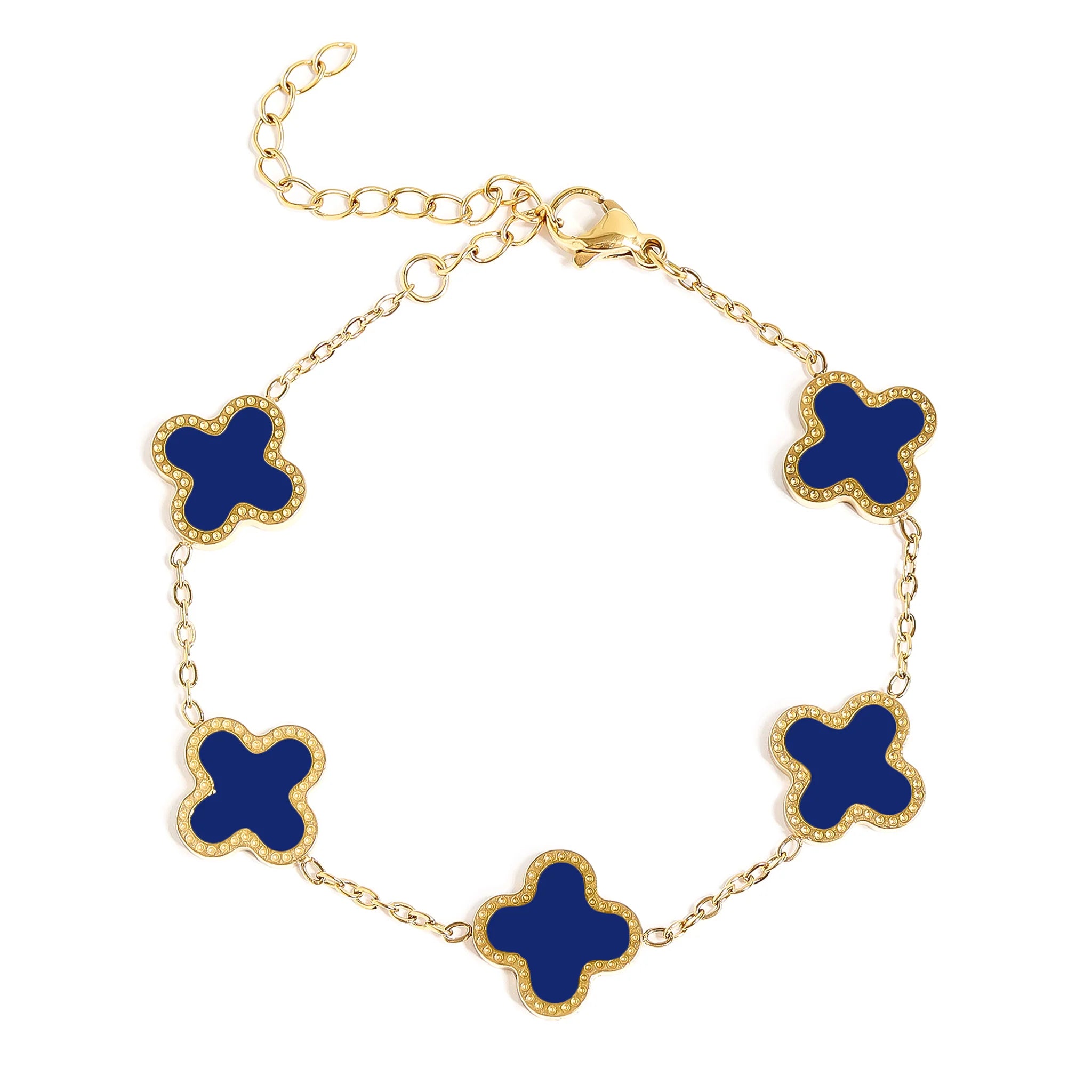 18K Gold Sealed Clover Charm Bracelet