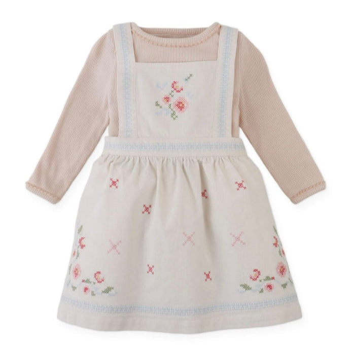 Offwhite Crosstitch Infant Pinfore and Tee