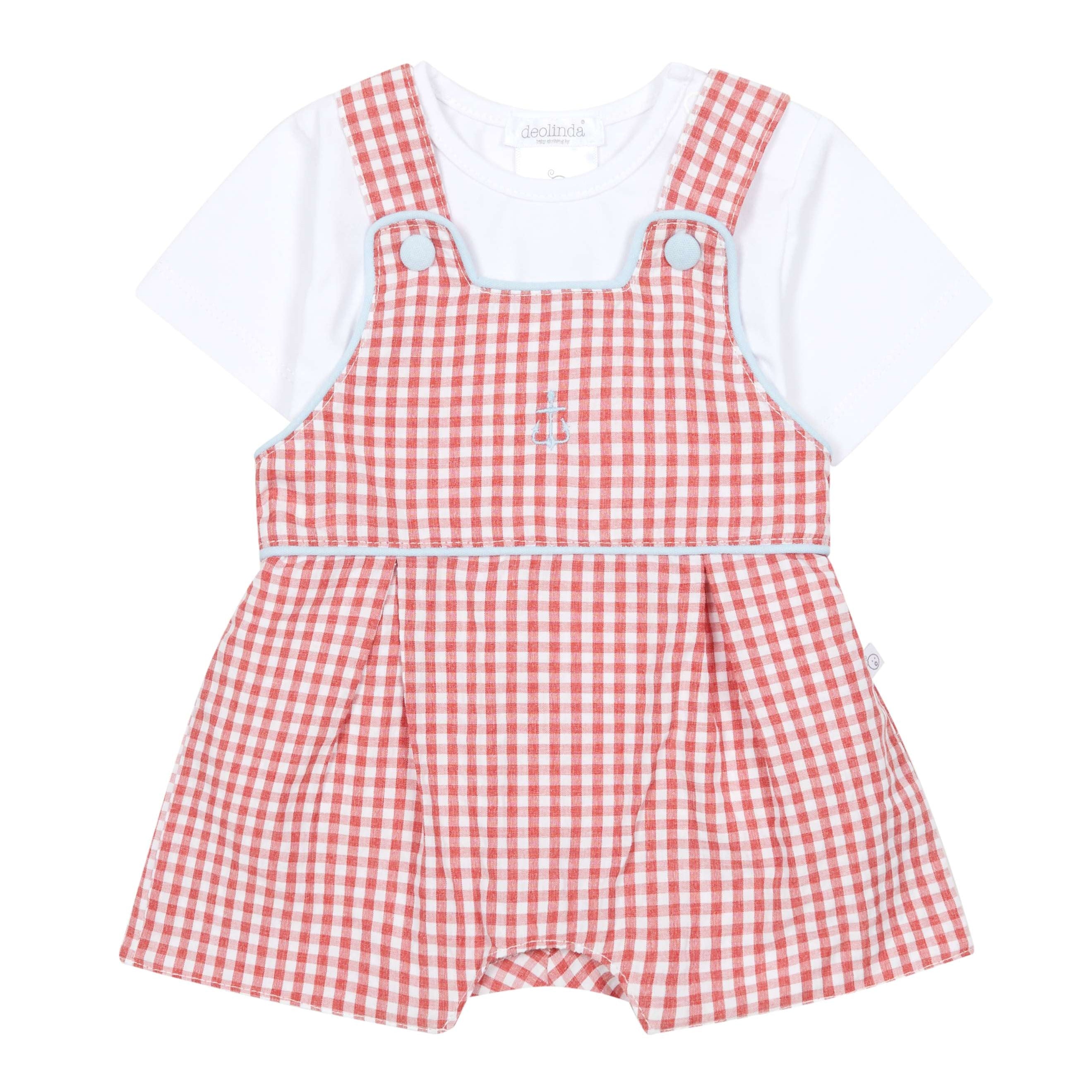 Red Gingham Overall Set
