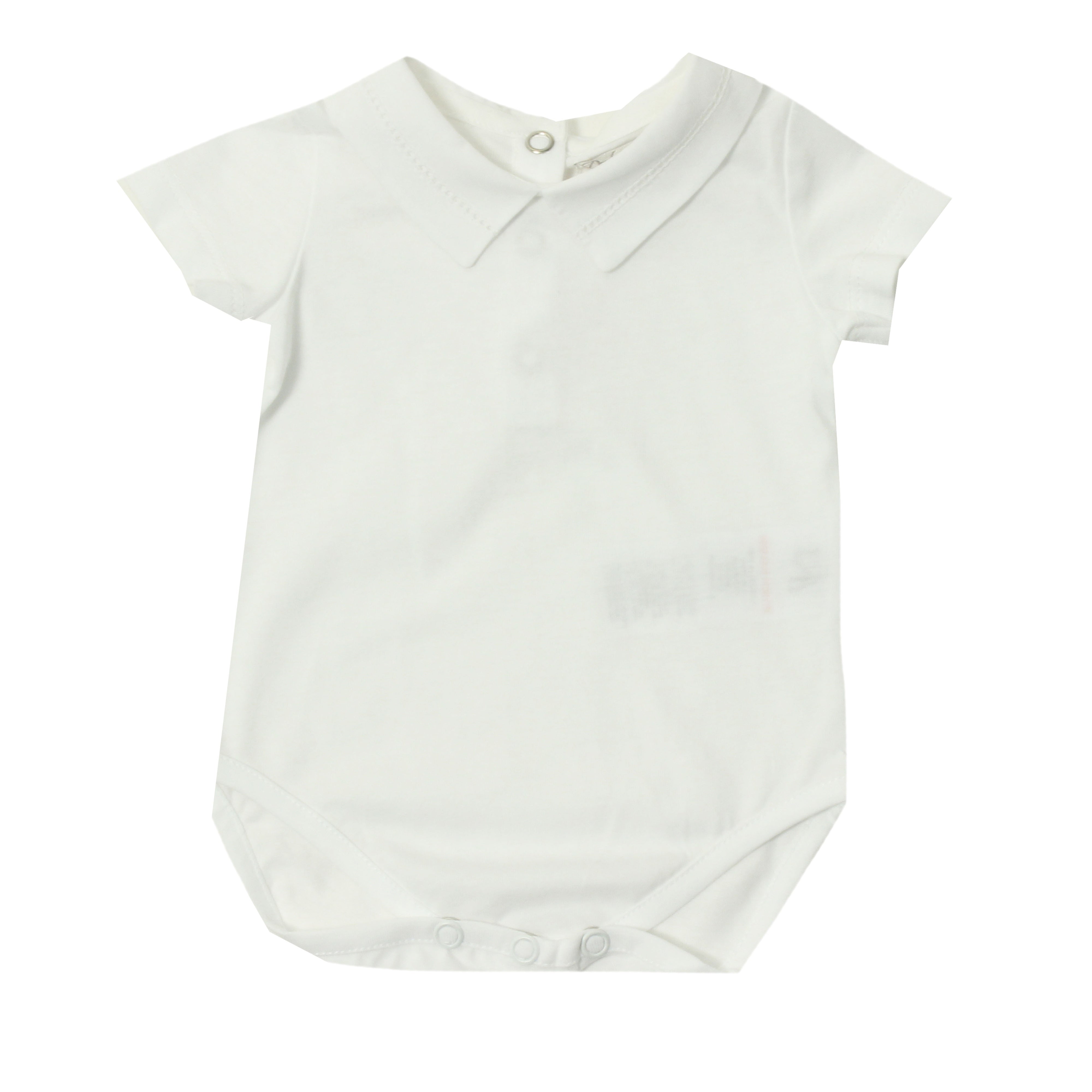 White Bodysuit with Woven Pointed Collar