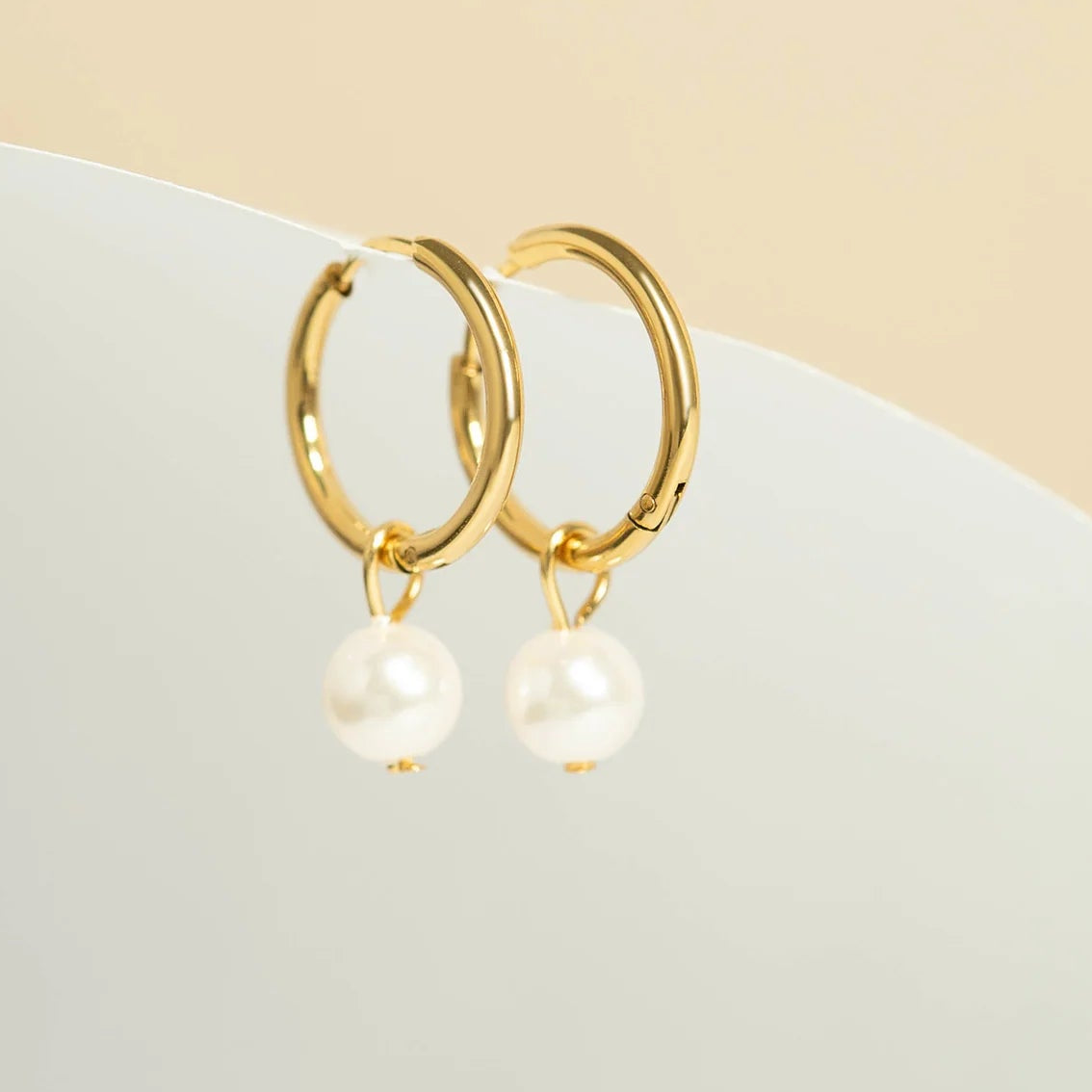 Small Hoop with Pearl Drop Earring