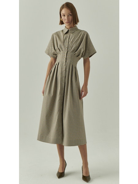 Exquise Dream Brown Gingham Dress