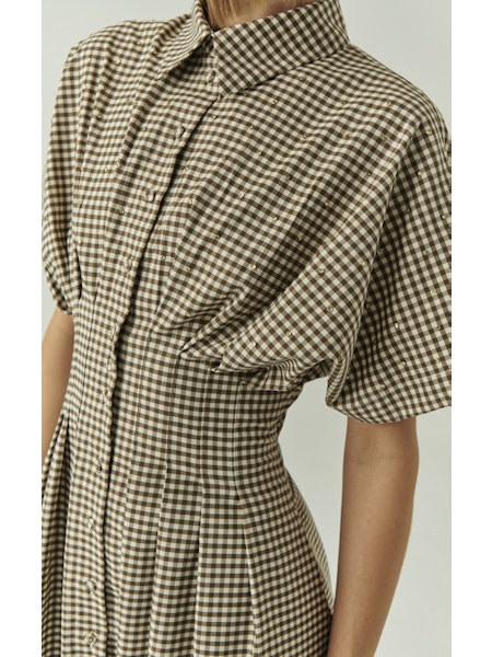 Exquise Dream Brown Gingham Dress