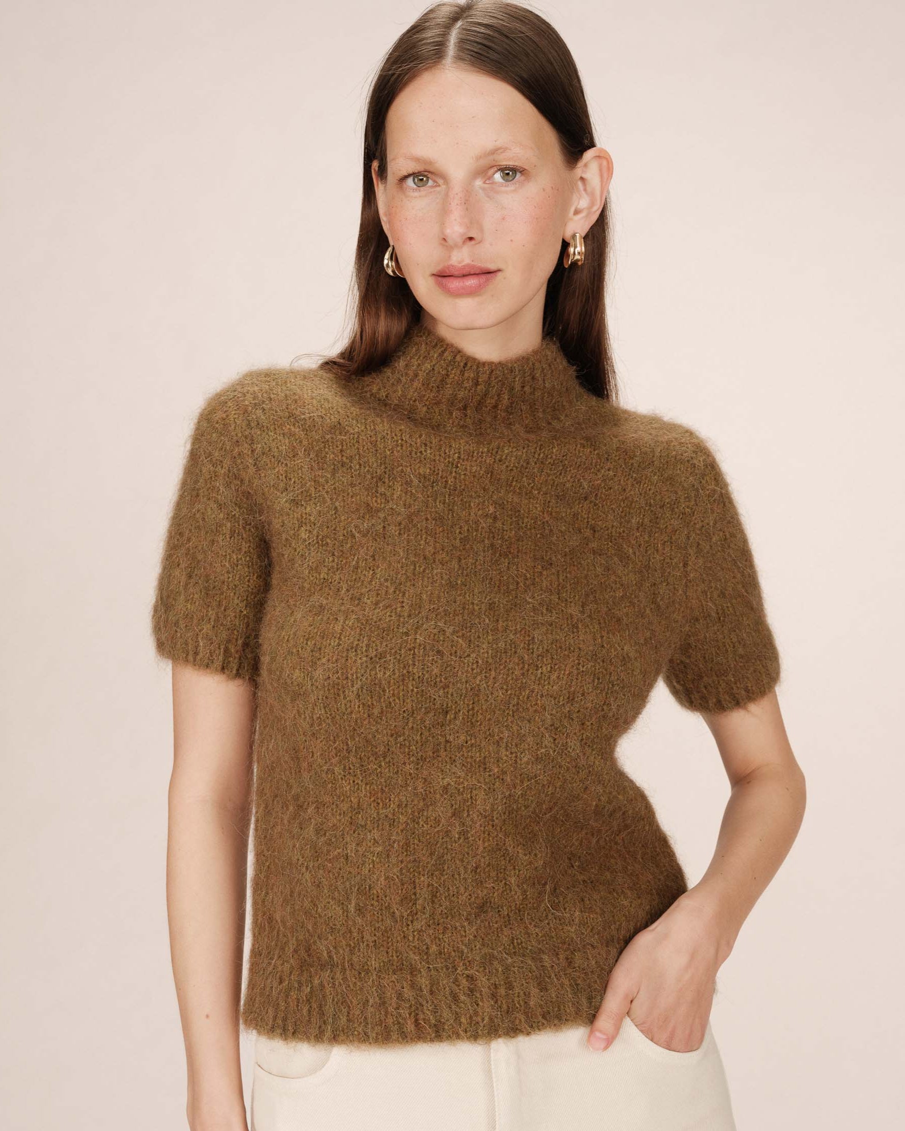Olive Alpaca Mock Sweater