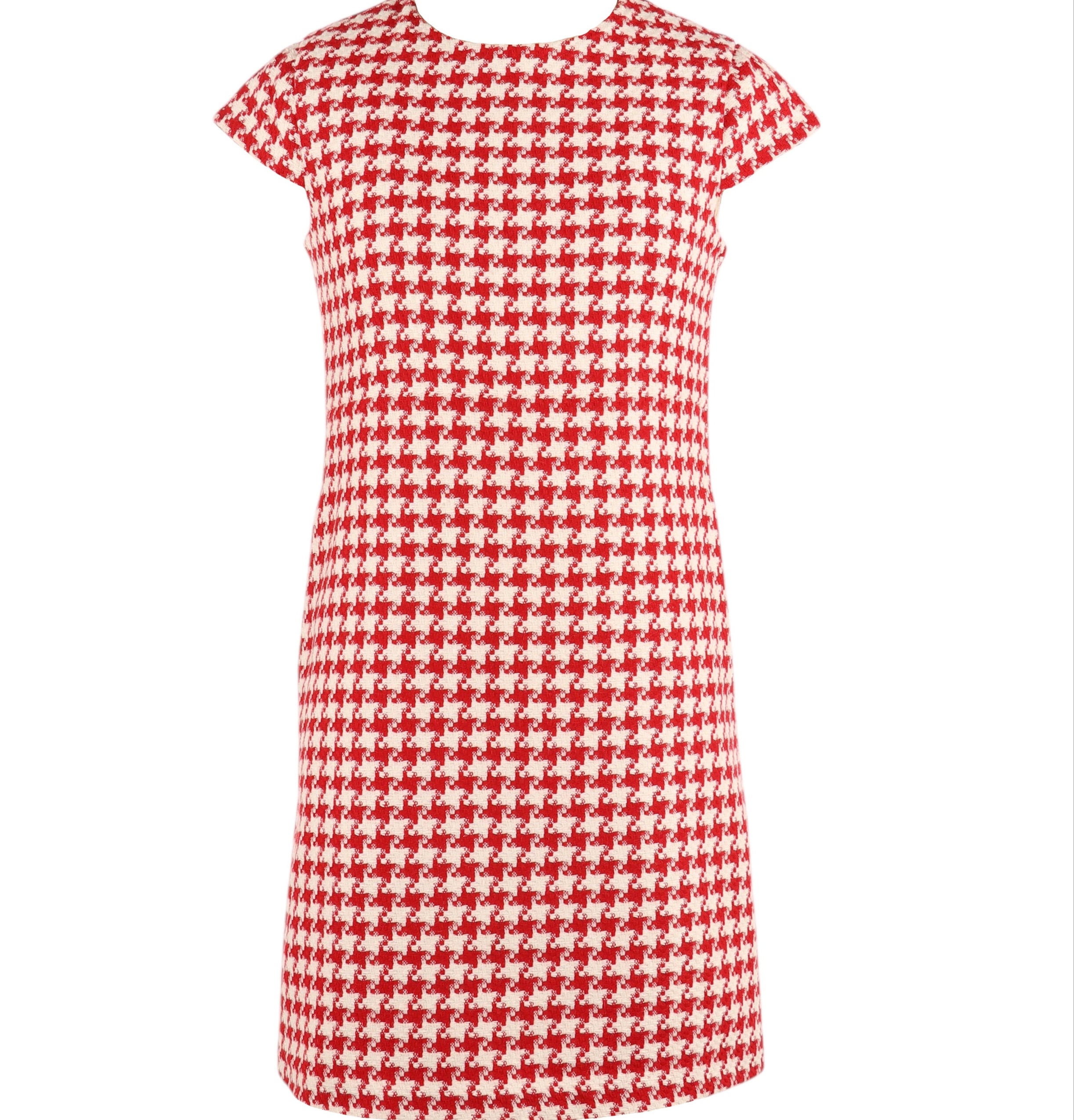 Girl's Red Houndstooth Shift Dress