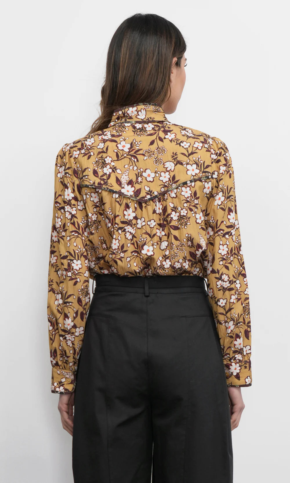 Rowan Mustard Floral Tie Blouse