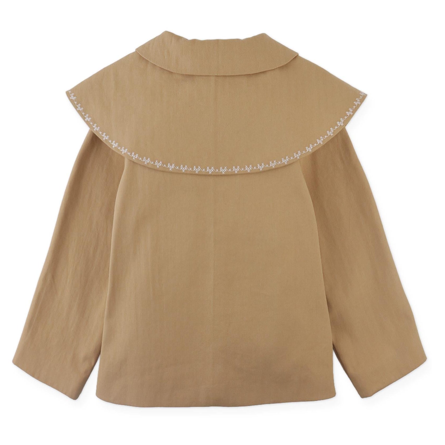 Khaki Cross Stitch Cape Coat